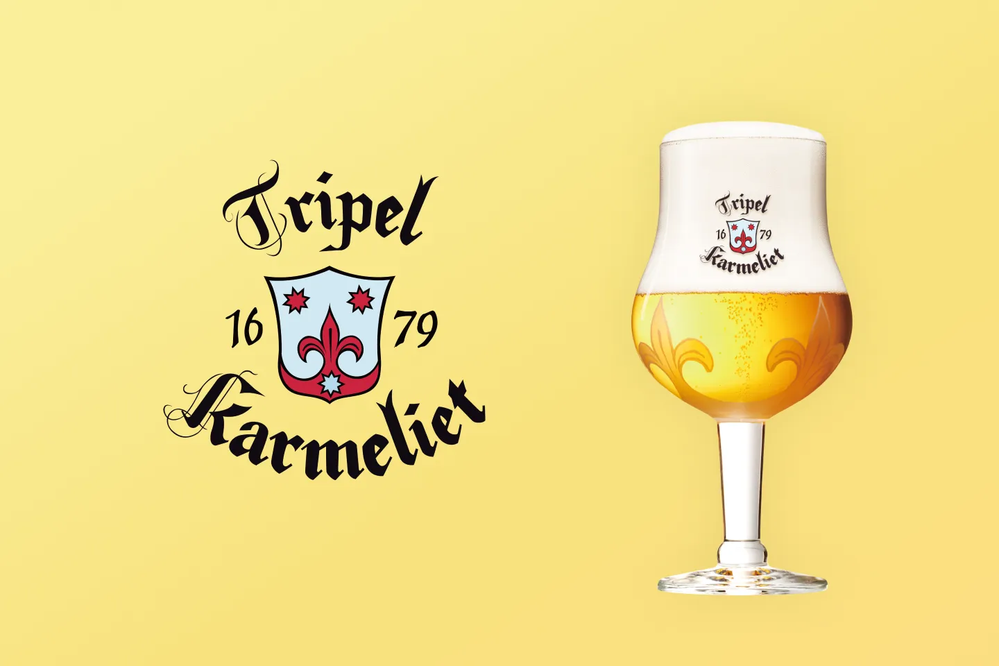 트리펠 카르멜리엣 브랜드 로고와 레드 컬러에 500ml 생맥주가 표기되어 있습니다.