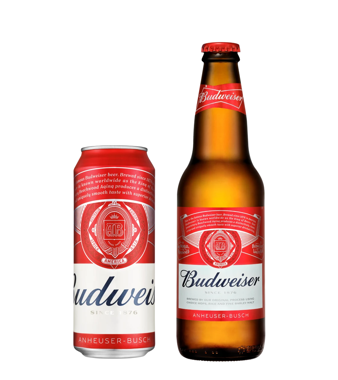 버드와이저 병맥주와 캔맥주 제품 이미지